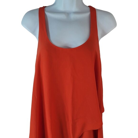 Silence & Noise Sleeveless Tank Dress Orange XS Tier Lined Zip Urban Outfitters - Picture 4 of 10